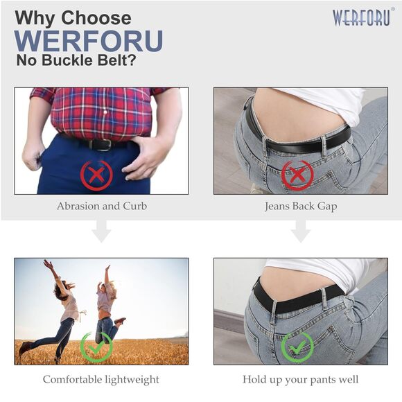 No Buckle Stretch Belt For Women Men Elastic Belt For Jeans Pants,j-dark👌 - Picture 7 of 7